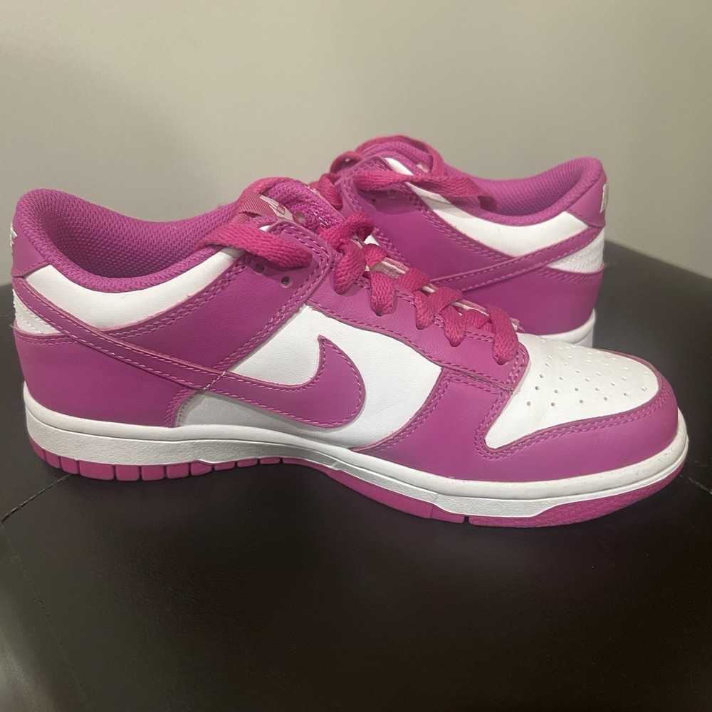 Nike Dunk Low BG White/Active Fuchsia FJ0704-100 Size 5Y - Picture 4 of 11